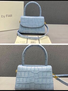 By Far Embossed Leather Crossbody Bag
- Blue Crossbody Bags